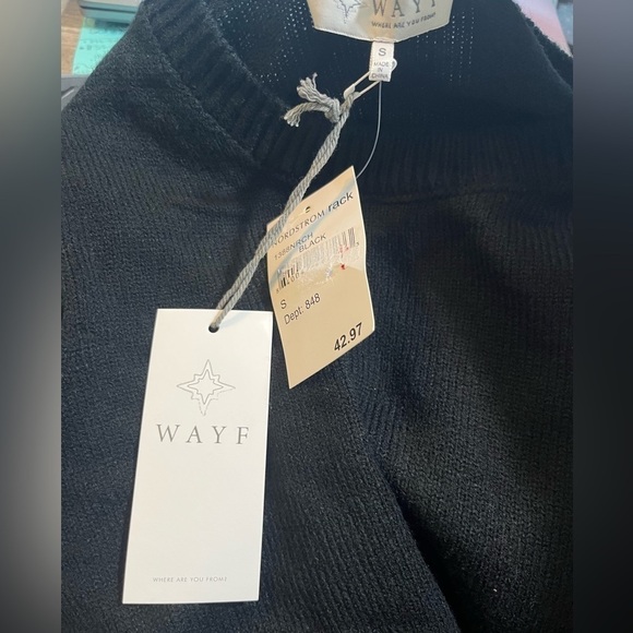 WAYF Nordstrom Lola Puff Sleeve Sweater Dress Black X-Small NWT - Picture 4 of 4